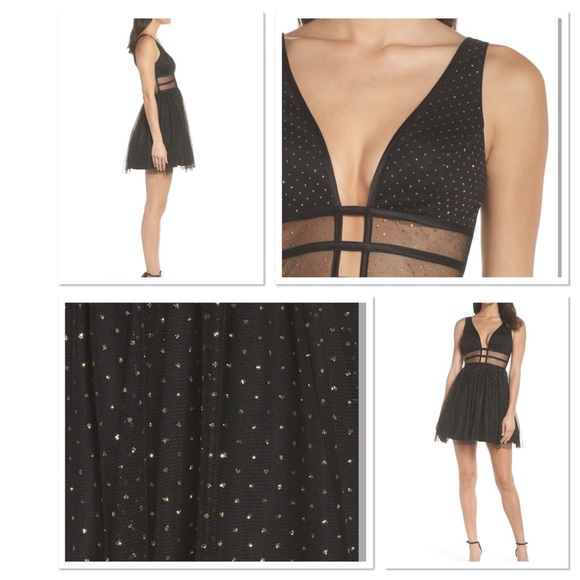 ⬇️ Glitter Dot Fit & Flare Party Dress - Picture 2 of 6